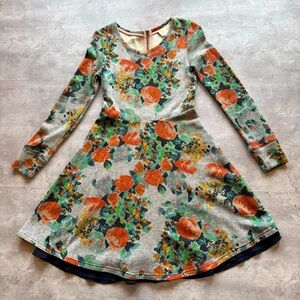 Anthropologie Saturday Sunday Terry Dress Long Sleeve Floral, Size XS